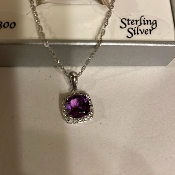 Macy's Sterling Silver and Purple Jewelry Set - Picture 5 of 7